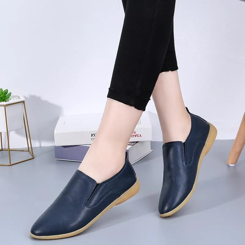 Women's flat front lace loafers shoes casual driving shoes