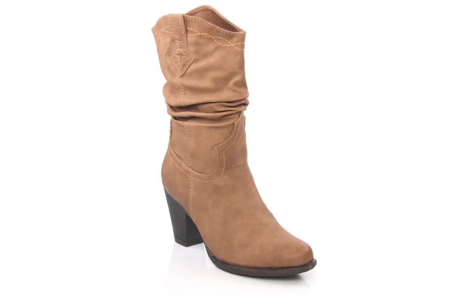 Womens Stack Heeled Ankle Boots